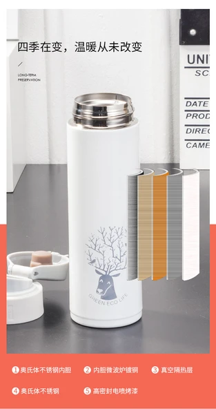 500ml Paslanmaz Çelik Termos Bardak - Siyah - 8