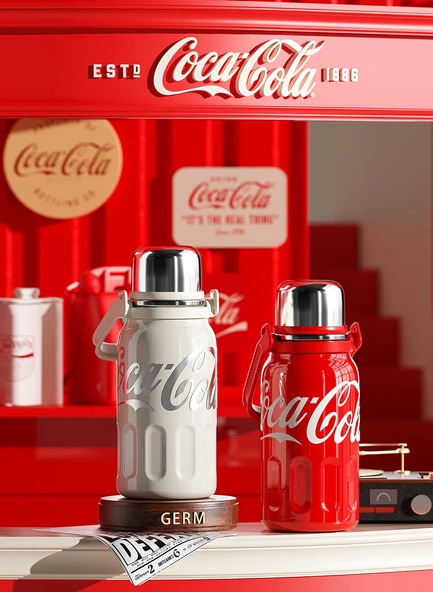 Coca-Cola Temalı Termos Bardak - 1200ml - Beyaz - 8