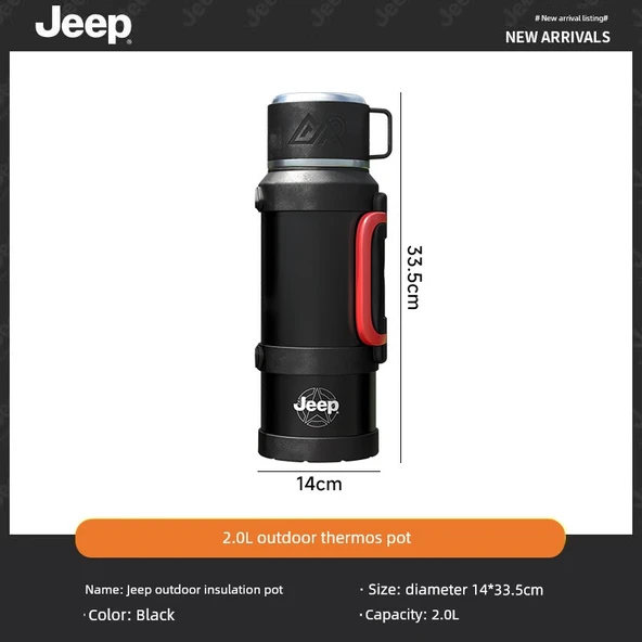 Termos - 316L Paslanmaz Çelik - Siyah - 2 Litre