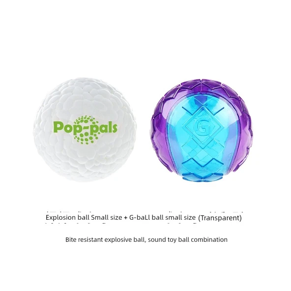 Isırmaya Dayanıklı Köpek Oyuncağı - Patlayan Top Küçük Boy + G-Top Şeffaf