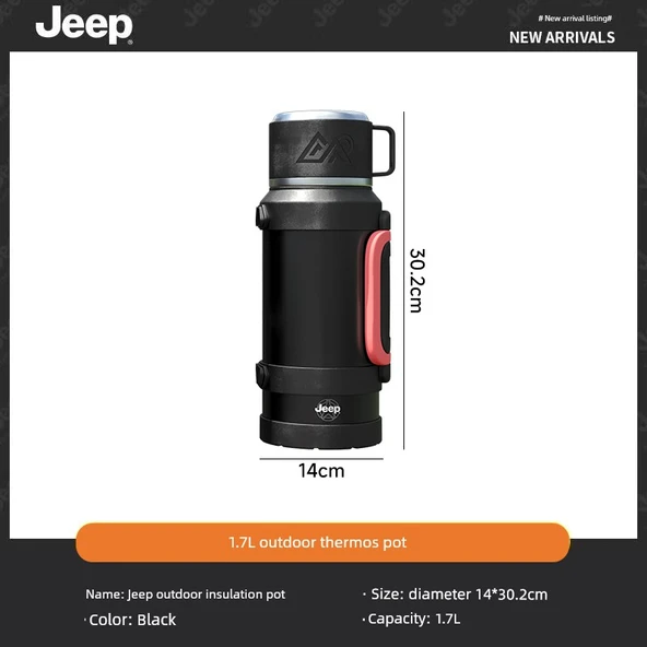 Termos - 316L Paslanmaz Çelik - Siyah - 1.7 Litre