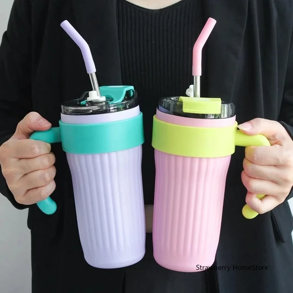 860ML Paslanmaz Çelik Termos - Beyaz - 2