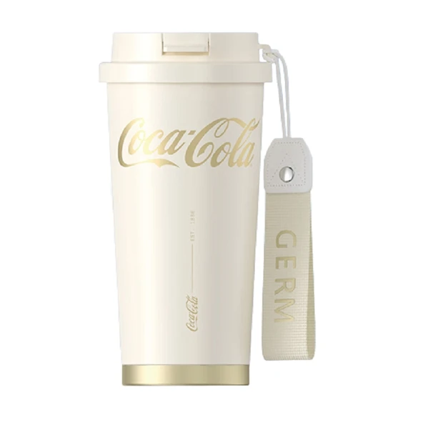 Coca-Cola Temalı Termos Bardak - 500ml - Krem Beyazı