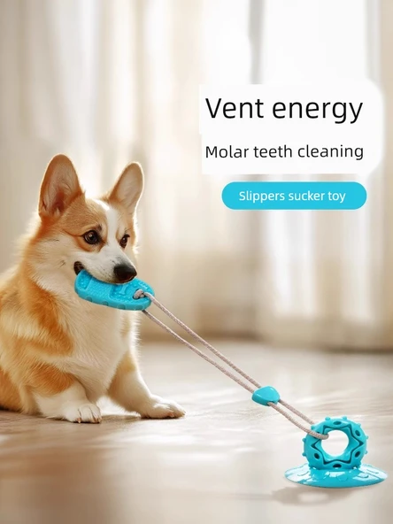 Köpek Oyuncak Vantuzlu Isırmaya Dayanıklı Diş Kaşıma Oyuncağı - Terlik Mor - 7
