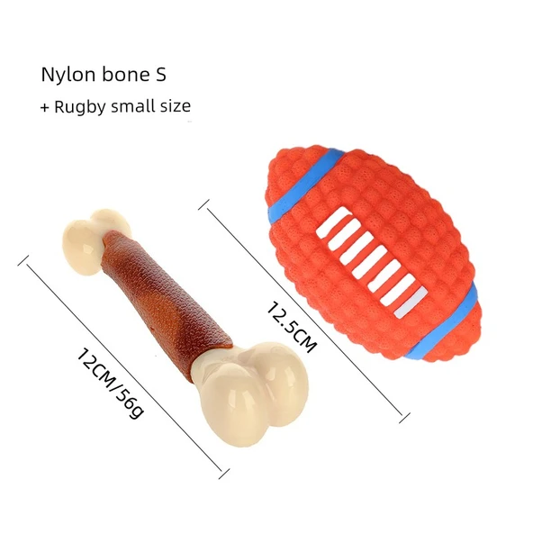 Köpek Diş Kaşıma Oyuncağı - Naylon Kemik S + Rugby Küçük Boy