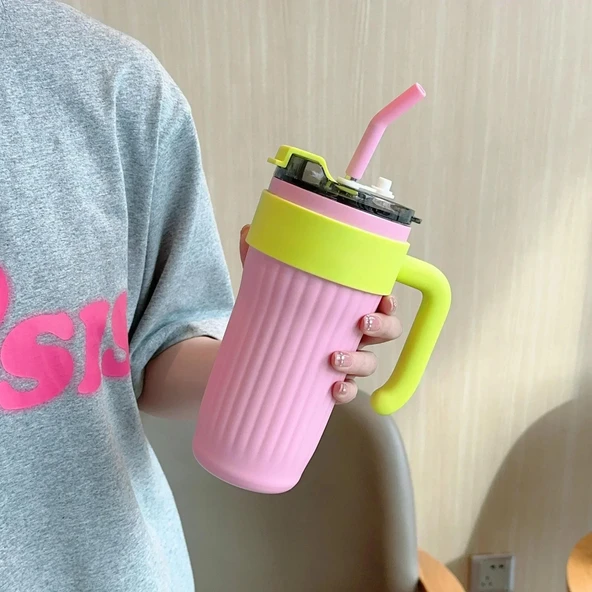 860ML Paslanmaz Çelik Termos - Pembe