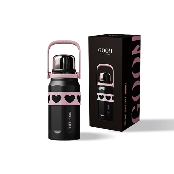 900ml Paslanmaz Çelik Termos Bardak - Obsidyen Siyahı