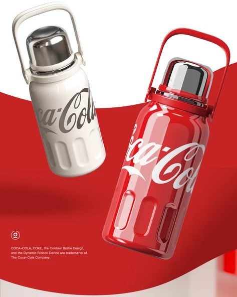 Coca-Cola Temalı Termos Bardak - 1200ml - Beyaz - 11