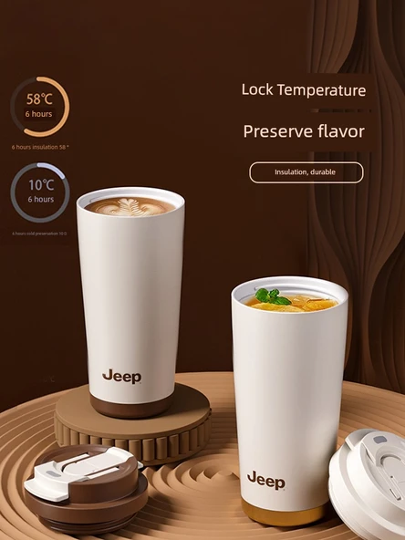 Seramik Kaplı Termos Bardak - 500ml - Kahverengi - 3