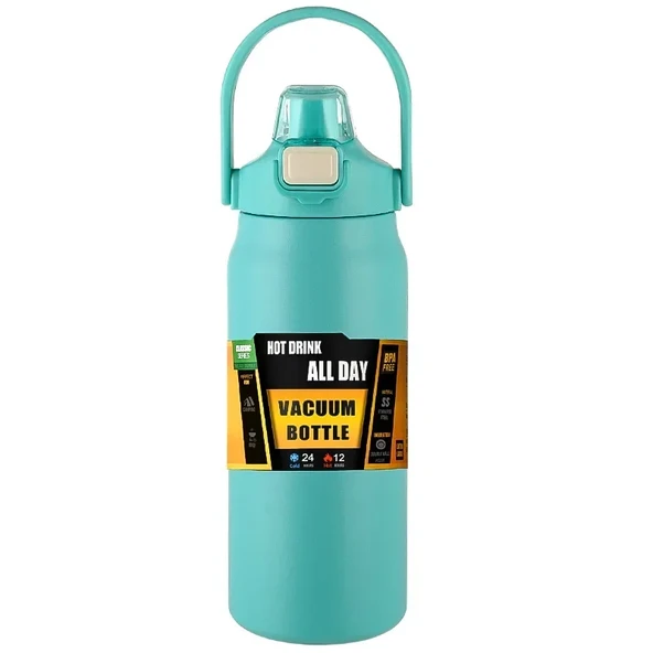 Pipetli Termos Bardak - Paslanmaz Çelik - Mint Yeşili - 1000ml