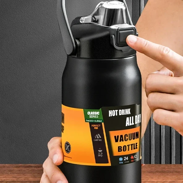 Pipetli Termos Bardak - Paslanmaz Çelik - Mint Yeşili - 1200ml - 8