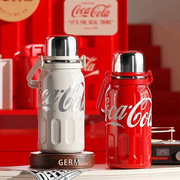 Coca-Cola Temalı Termos Bardak - 1200ml - Beyaz - 6