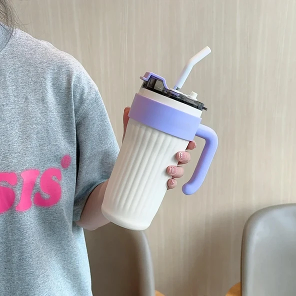 860ML Paslanmaz Çelik Termos - Beyaz