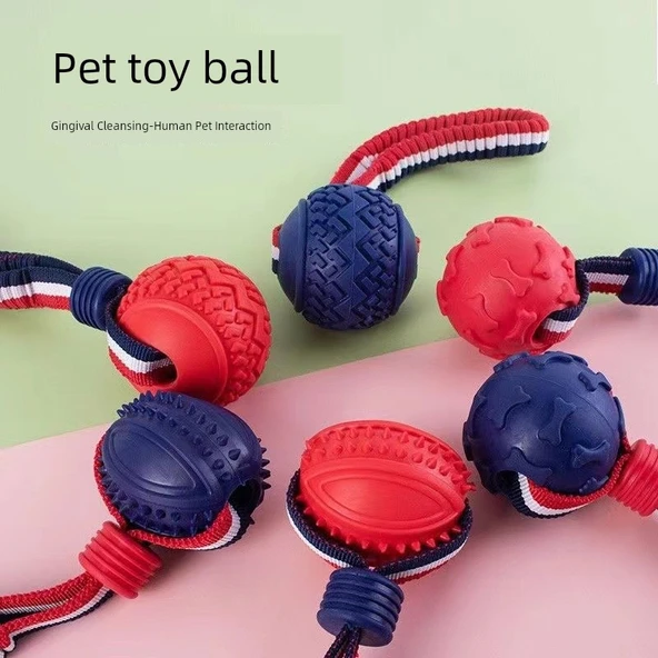 Köpek Eğitim Isırma Molar Top Oyuncak - Rugby (Renk Rastgele) - Resim 4