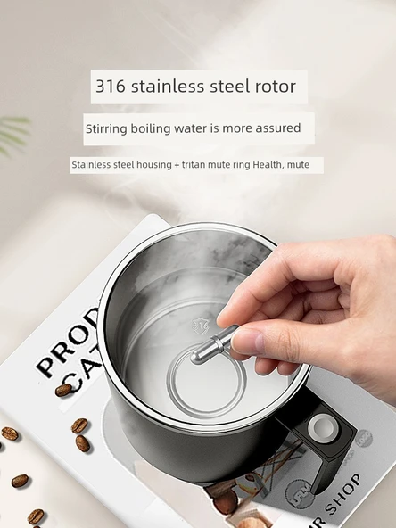 Şarj Edilebilir Karıştırma Bardağı - 360ml - Moda Siyahı - 316 Paslanmaz Çelik - 6