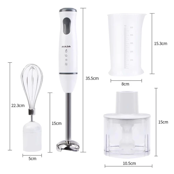 Aulda 400W Yüksek Güçlü El Blenderı - Beyaz Tek [Paslanmaz Çelik Ayaklı] - 6