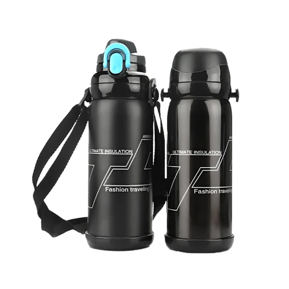800ml Paslanmaz Çelik Termos - Siyah - 2