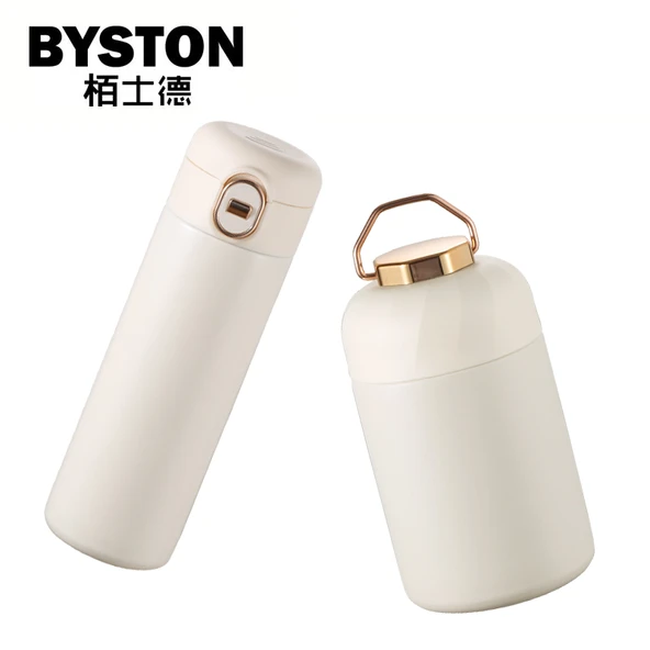 Paslanmaz Çelik Termos ve Yemek Termosu Seti - 600ML Yemek Termosu ve 420ML Termos - Beyaz