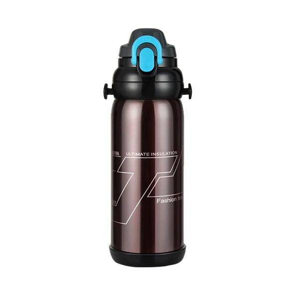 800ml Paslanmaz Çelik Termos - Kahve Rengi - 3