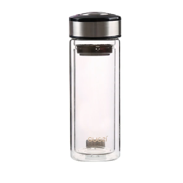 Çift Katmanlı Yalıtımlı Cam Şişe - Demlikli - 300ml