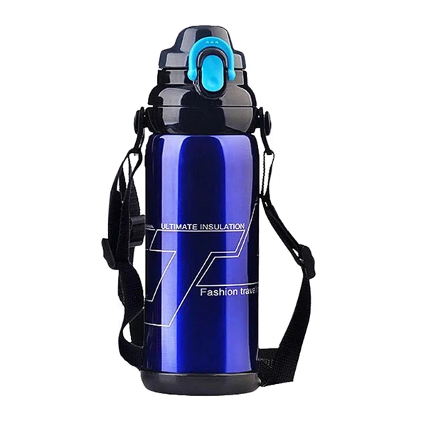 800ml Paslanmaz Çelik Termos - Mavi - 4