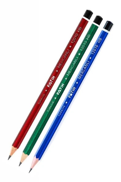 Kurşun Kalem Mercanlı Köşeli 6 Adet Fatih Kurşun Kalem HB Siyah Kurşun Kalem - Resim 2