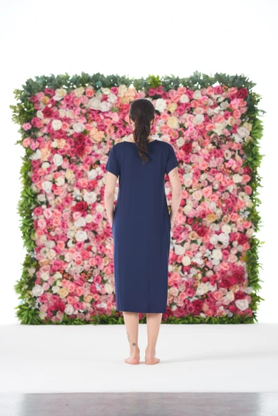 Gd Goldoremi 25234 Kadın Yuvarlak Yaka Bol Cepli Kısa Kollu Elbise - 5