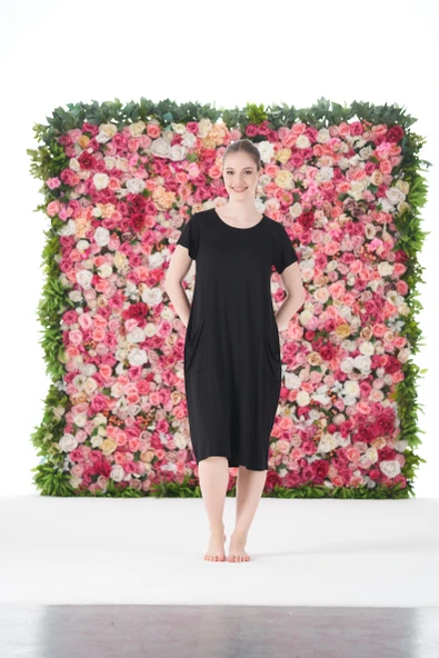 Gd Goldoremi 25234 Kadın Yuvarlak Yaka Bol Cepli Kısa Kollu Elbise - 7