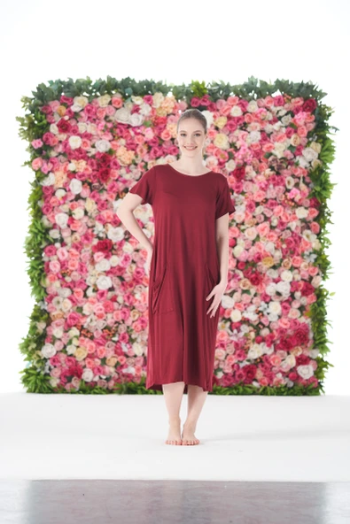 Gd Goldoremi 25234 Kadın Yuvarlak Yaka Bol Cepli Kısa Kollu Elbise