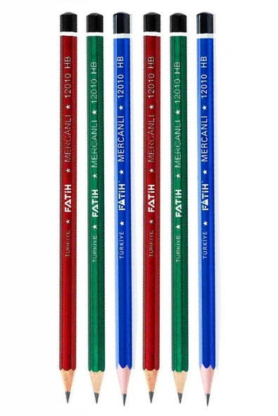 Kurşun Kalem Mercanlı Köşeli 6 Adet Fatih Kurşun Kalem HB Siyah Kurşun Kalem ürün görseli