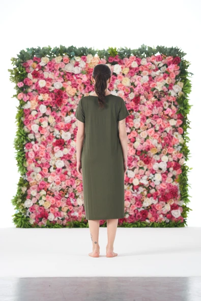 Gd Goldoremi 25234 Kadın Yuvarlak Yaka Bol Cepli Kısa Kollu Elbise - 6