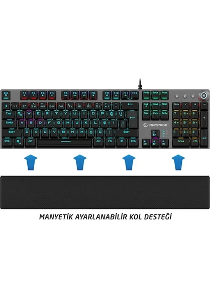 Rampage Blade Plus KB-R28 Red Switch Kablolu Mekanik Oyuncu Klavyesi - Resim 2