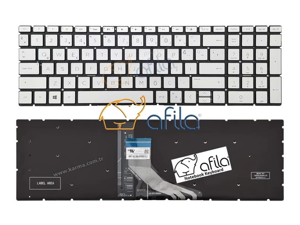 HP 255 G9 (6Q8N2ESWH08) uyumlu Notebook Klavyesi, Laptop Tuş Takımı (Silver, Gri TR) - ışıklı