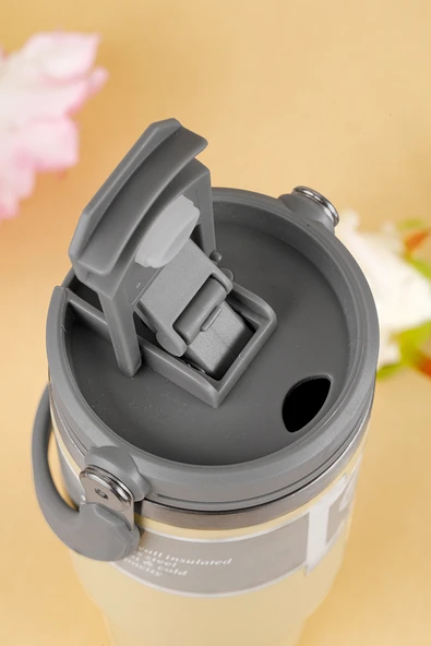 Kulplu Minimalist Yalıtımlı Vakumlu Bardak - 30oz (Jet Stream) - 11