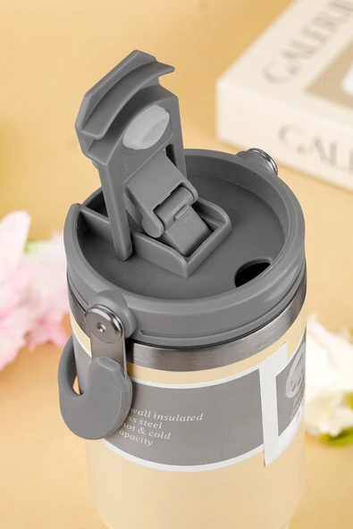 Kulplu Minimalist Yalıtımlı Vakumlu Bardak - 30oz (Jet Stream) - 10