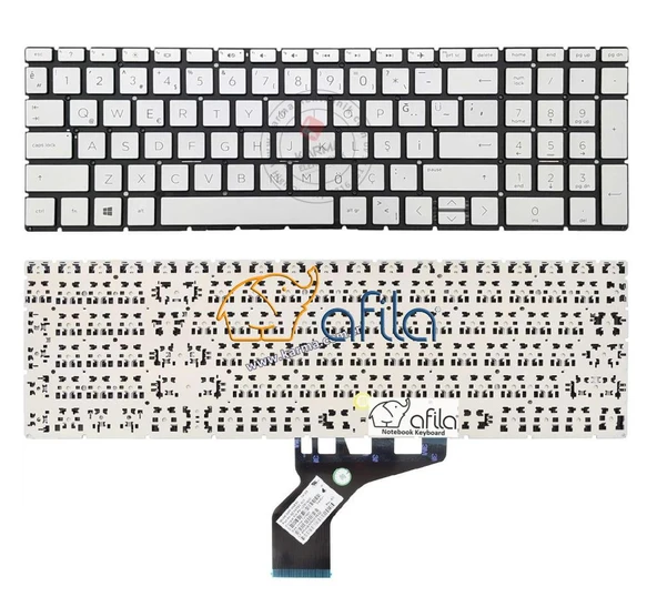 HP 255 G9 (6Q8N2ESWP07) uyumlu Notebook Klavyesi, Laptop Tuş Takımı (Silver, Gri TR)