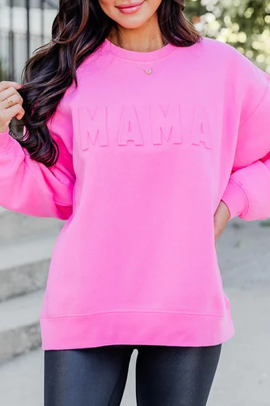 Kadın Baskılı Sweatshirt (Parlak Pembe)