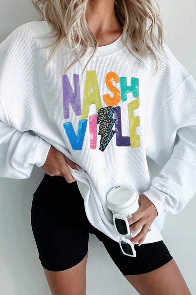 Oversize Kadın Sweatshirt (Beyaz)
