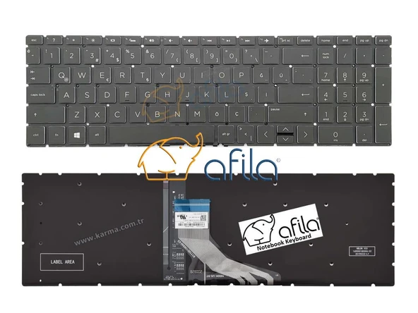 HP 255 G9 (6Q8N3ESWH14) uyumlu Notebook Klavyesi, Laptop Tuş Takımı (Siyah TR) - ışıklı