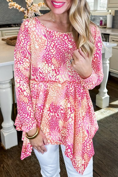 Leopar Desenli Tunik (Gül Rengi)
