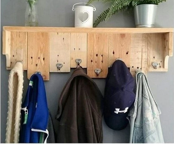 KUZELA  Ahşap Eskitme Raflı Duvar Askılık - 2