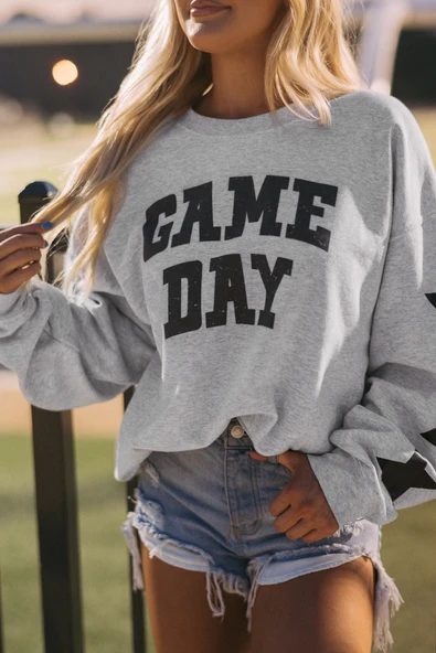 Kadın Grafik Baskılı Sweatshirt (Siyah)