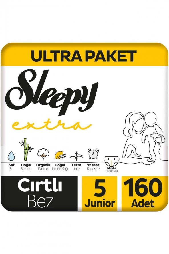 Sleepy Extra Günlük Aktivite 5 Numara Junior 160'lı Bebek Bezi
