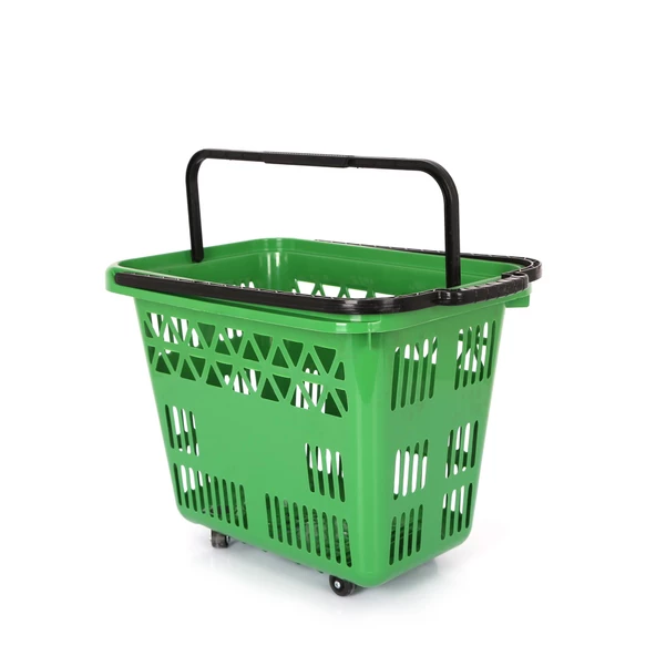 54 Lt Plastik Alışveriş Sepeti - Tekerlikli Market Sepeti  Yeşil