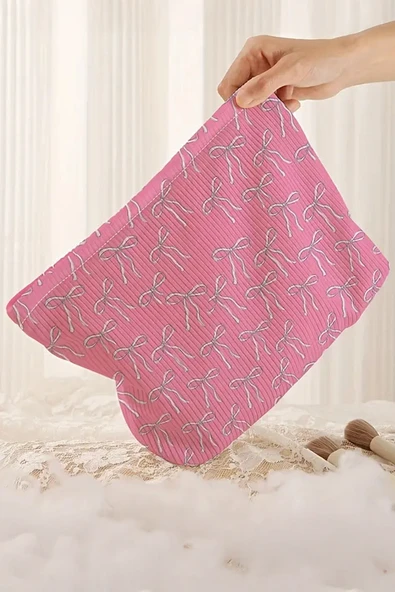Kadın Fiyonk Detaylı Makyaj Çantası (Parlak Pembe) - 2