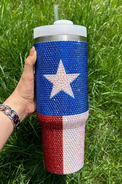 Yıldız Desenli Termos Bardak - 40oz (Koyu Mavi)