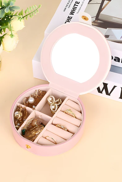 Aynalı Mücevher Kutusu - Pembe (Açık Pembe)