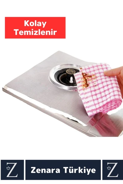 Premium Yüksek Kalite Uzun Ömürlü Kolay Temizlenir Yağ Kir Çözücü Ocak Koruyucu 4'lü Alüminyum Ped - Resim 2