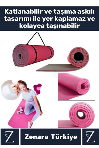 Premium Kompakt Taşıma Askılı Çift Taraflı Su Geçirmez Kamp Uyku Minder Yoga Pilates Matı 10 Mm 2'li - 2