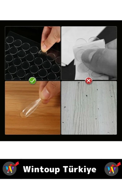 Premium Cam Metal Plastik Ahşap Mermer Çift Taraflı Şeffaf Nano Yuvarlak Montaj Macunu 84 Adet - 2